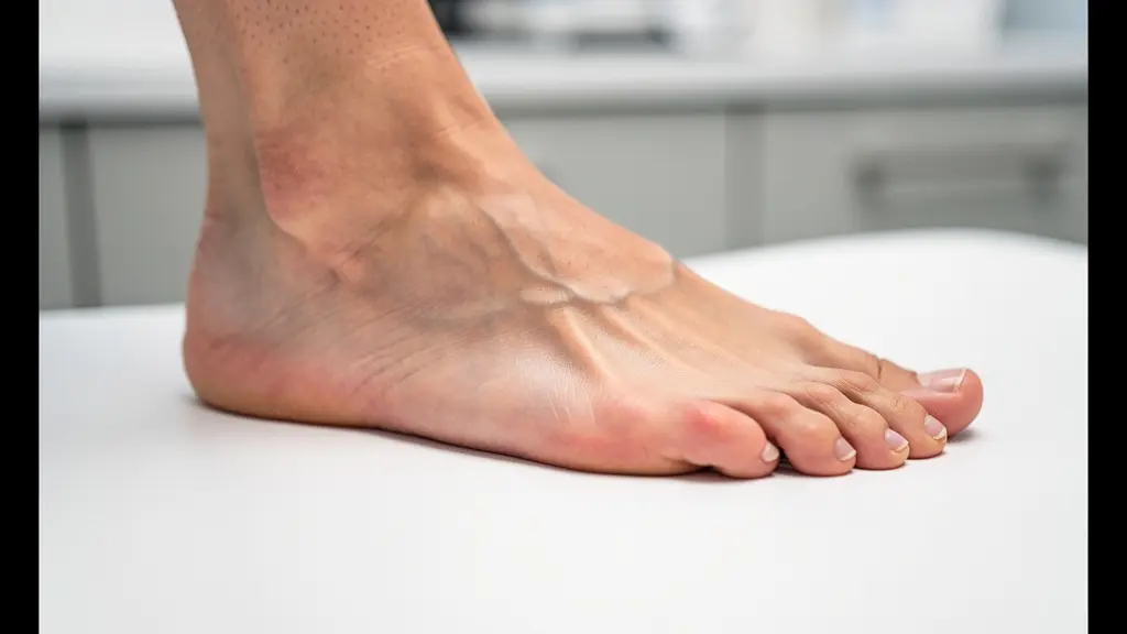 Pied posé sur table d'examen médical pour évaluation chirurgicale mini-invasive